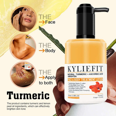 KYLIEFIT Turmeric Body Cream, Glow Boosting Moisturizer, antioxidant, & Skin Repairing, For Normal, Dry, Oily & Combination Skin - Organic Oasis Beauty